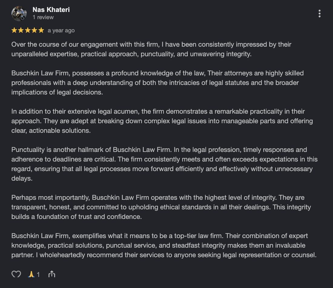 Google review for Buschkin Law