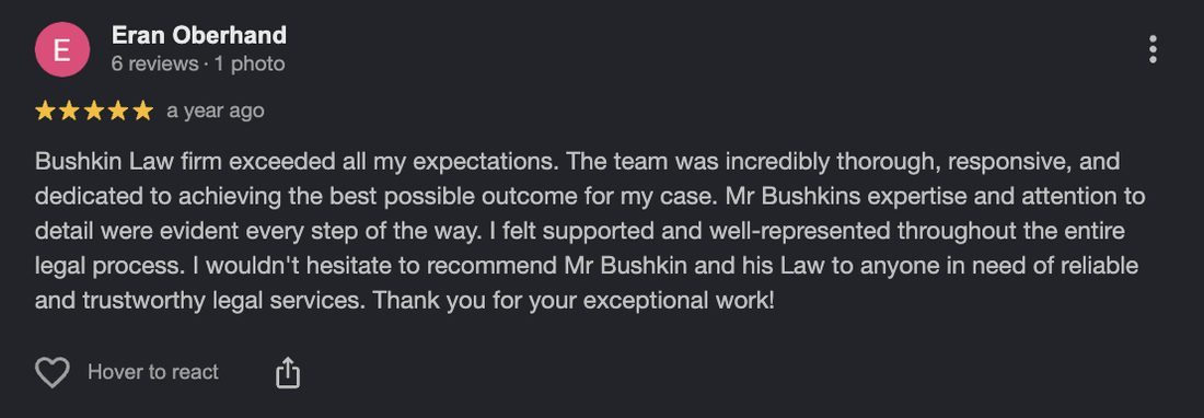 Google review for Buschkin Law