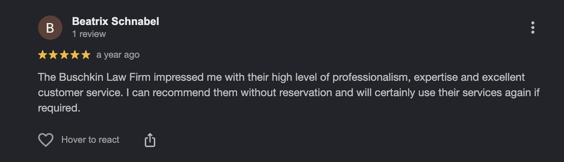 Google review for Buschkin Law