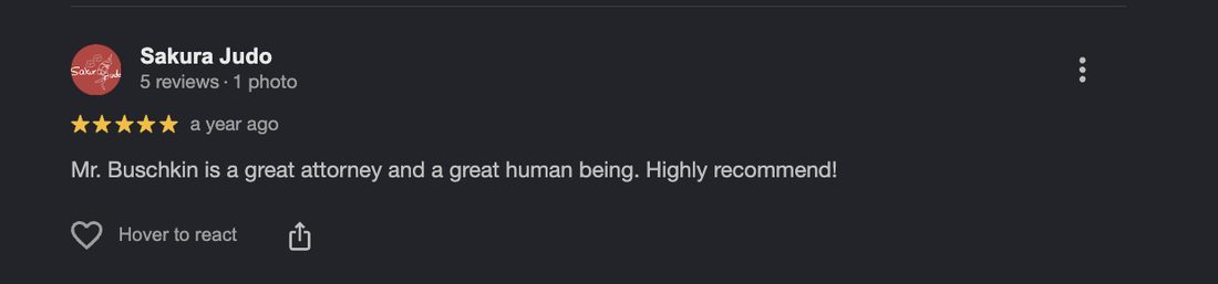 Google review for Buschkin Law
